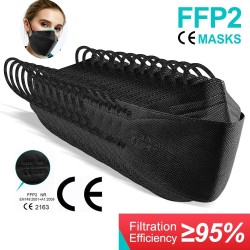 Mascarillas bucalesFace / mouth protective masks - antibacterial - reusable - 4-ply - FPP2 - KN95 - black / white