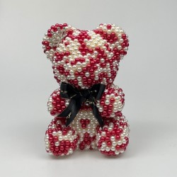 Pearl teddy bear - handmade - Valentine's Day / wedding / birthday - 25cmWedding
