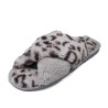 ZapatosPantuflas de felpa - Rayas cruzadas - Estampado leopardo