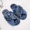 ZapatosPantuflas de felpa - Rayas cruzadas - Estampado leopardo