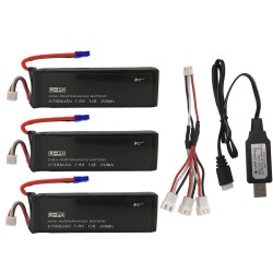 BateríasBatería Hubsan H501S X4 - 7.4V 2700mAh 10C H501S-14 - 3 piezas - 1 cable