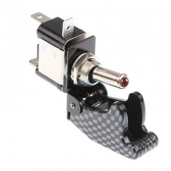 InterruptoresInterruptor basculante de palanca SPST para automóvil con LED - 12V 20A - cubierta de carbono