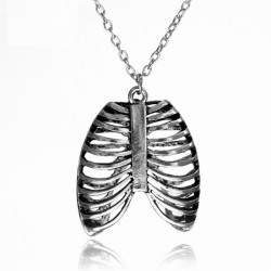 Vintage skull rib cage pendant - with necklaceNecklaces