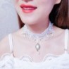 Fashionable white lace short necklace - with chains / pearls - Gothic styleNecklaces