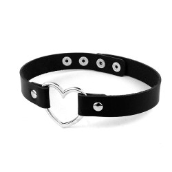 Sexy Vintage choker - short leather necklace with heart - adjustableNecklaces
