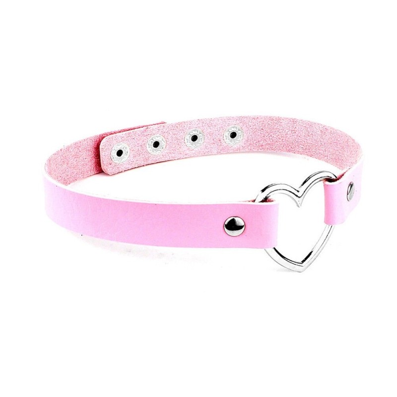 CollarGargantilla Sexy Vintage - collar corto de cuero con corazón - ajustable
