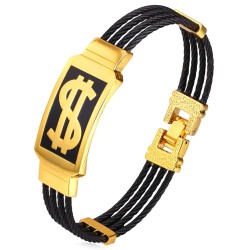 PulserasBrazalete con diseño de dólar estadounidense - acero inoxidable 316L