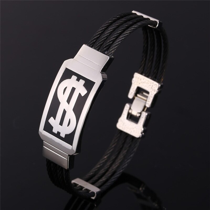 PulserasBrazalete con diseño de dólar estadounidense - acero inoxidable 316L