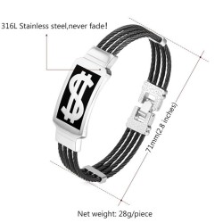 PulserasBrazalete con diseño de dólar estadounidense - acero inoxidable 316L