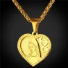 CollarColgante en forma de corazón con Santa María - Collar católico - acero inoxidable