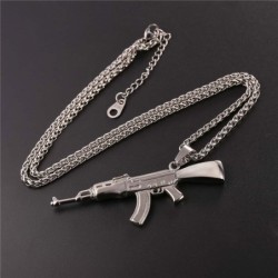 AK47 assault rifle shaped pendant - stainless steel necklace - hip hop / army styleNecklaces