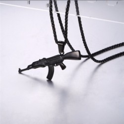 AK47 assault rifle shaped pendant - stainless steel necklace - hip hop / army styleNecklaces