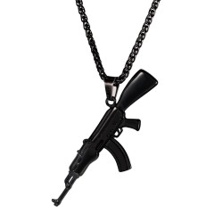 AK47 assault rifle shaped pendant - stainless steel necklace - hip hop / army styleNecklaces