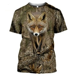 CamisetasCamiseta casual de manga corta - estampado de animales de caza - alce / conejo
