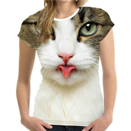 Blusas y camisasCamiseta clásica de manga corta - Gato impreso en 3D - unisex