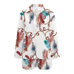 JumpsuitsJumpsuit de moda de dos piezas - con cremallera - Top / pantalones cortos de manga larga - mariposas / letras / hoja...