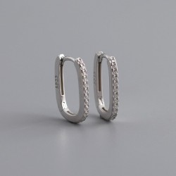 AretesPendientes geométricos de moda - con circonitas - plata de ley 925