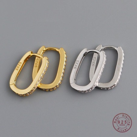 AretesPendientes geométricos de moda - con circonitas - plata de ley 925