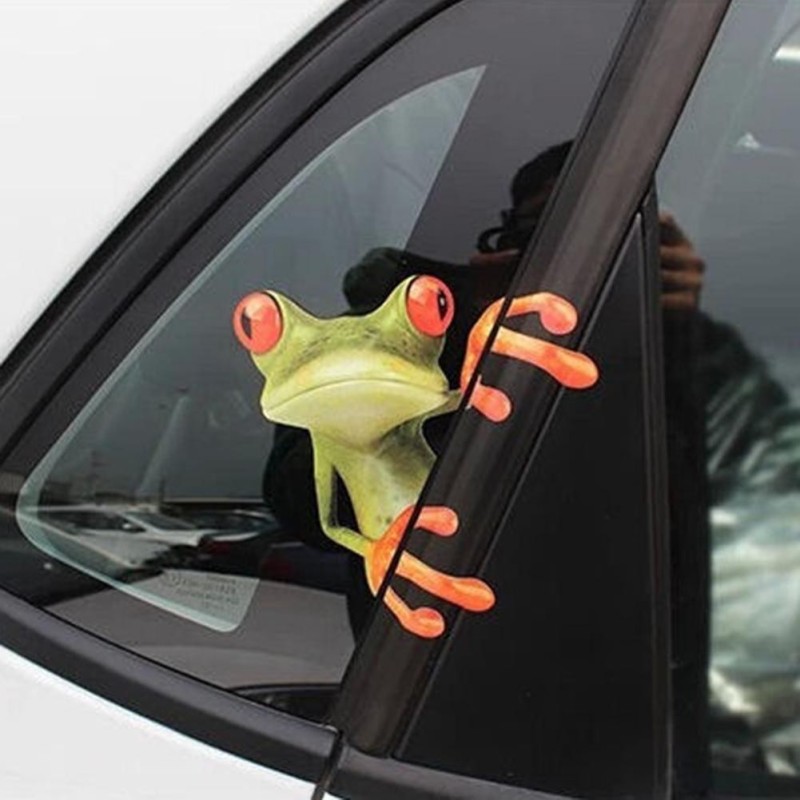 PegatinasEtiqueta engomada de la ventana del coche - rana que mira a escondidas - impermeable