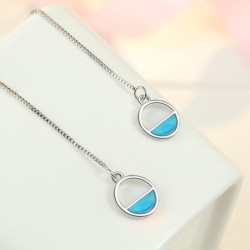 Elegant earrings with long chain / round pendant - 925 sterling silverEarrings