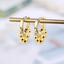 AretesPendientes redondos de oro / plata con cuentas - plata de ley 925