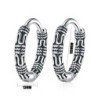 AretesPendientes redondos vintage con estampado de serpiente - Plata de ley 925
