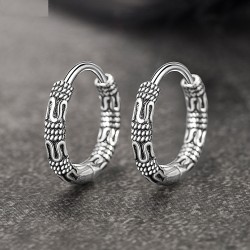 Vintage round earrings with snake pattern - 925 sterling silverEarrings