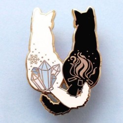 BrochesBroche de esmalte Trendy - gato doble blanco / negro - pin