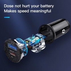 Accesorios de interiorMini - cargador de coche dual USB - carga rápida - tipo-C - 48W - QC3.0 PD3.0