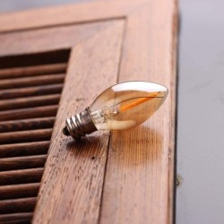 E14C7 - mini bombilla LED de luz nocturna - tipo vela - vidrio ámbar - E12 / E14 - 0.5W