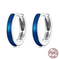 AretesPendientes aro azul - plata de ley 925