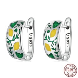AretesLimón natural fresco / hojas - pendientes de botón - plata de ley 925
