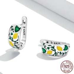 AretesLimón natural fresco / hojas - pendientes de botón - plata de ley 925