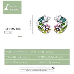 AretesPendientes delicados con mini camaleón - Plata de ley 925
