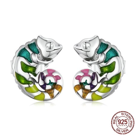 AretesPendientes delicados con mini camaleón - Plata de ley 925