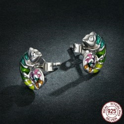 AretesPendientes delicados con mini camaleón - Plata de ley 925