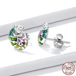 AretesPendientes delicados con mini camaleón - Plata de ley 925
