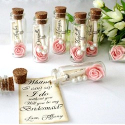 BodaMini botellas de cristal con corcho - decoracion bodas colgantes - 25ml