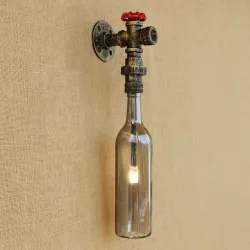 ApliquesAmerican loft - lámpara de pared - lámpara LED Edison - botella de vidrio vintage / pipa de agua