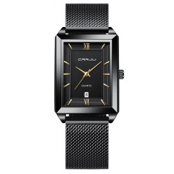 CRRJU - luxury square golden watch - Quartz - stainless steel mesh bracelet - waterproofWatches