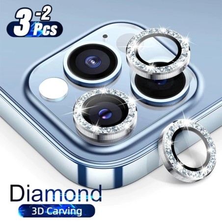 ProteccionProtector de lente de cámara Diamond - anillo de metal brillante - para iPhone