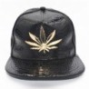 Baseball cap - leather snapback - with metal leaf - hip hop styleHats & Caps