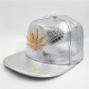 Baseball cap - leather snapback - with metal leaf - hip hop styleHats & Caps