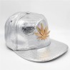 Baseball cap - leather snapback - with metal leaf - hip hop styleHats & Caps