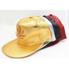 Baseball cap - leather snapback - with metal leaf - hip hop styleHats & Caps