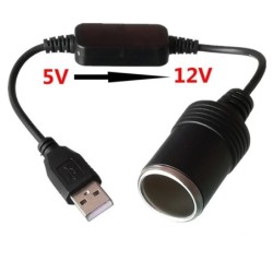 Encendedor de autoToma de mechero de coche - USB 5V a 12V - con cable