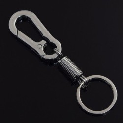 Metal keychain - with spring / buckle - stainless steel - 10.5cmKeyrings