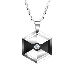 CollaresColgante hexagonal con cristal - collar de tungsteno