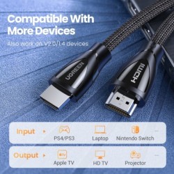 CablesUgreen - Cable HDMI 2.1 - 8K/60Hz / 4K/120Hz - 48Gbps - HDR10 / HDCP2.2