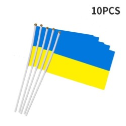 PegatinasBandera de Ucrania - con asta de plástico - 14 * 21 cm - 10 piezas